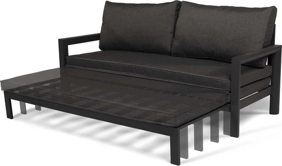 Loungebed | Daybed | Uitschuifbare Tuinbank | 185 cm | Zwart | Hoogwaardige Kwaliteit | Loungebank