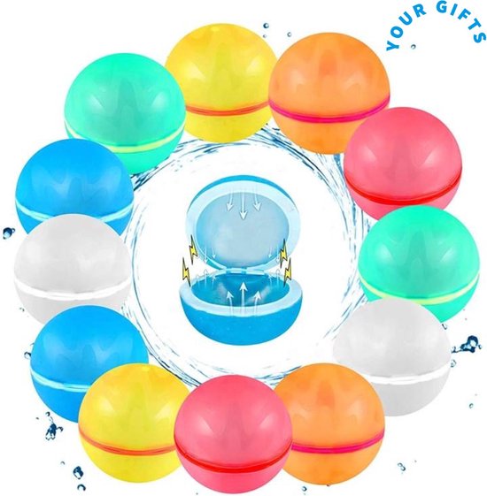 [Miidou] Herbruikbare waterballonnen zelfsluitend 6x - waterspeelgoed voor jongens en meisjes en kinderen - voor buiten - voor in het zwembad - duikspeelgoed - tiktok - herbruikbare waterballon - 6 stuks