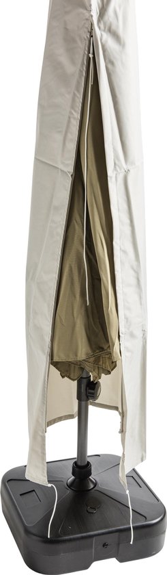 Parasol Beschermhoes uit Stevig Polyester met Rits - Parasol Hoes voor parasols met diameter tot max 300 cm - Licht Grijs