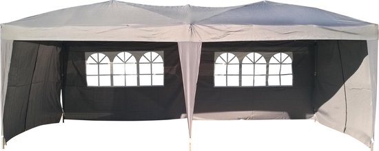Partytent 3x6m Easy up - 6 zijwanden - grijs
