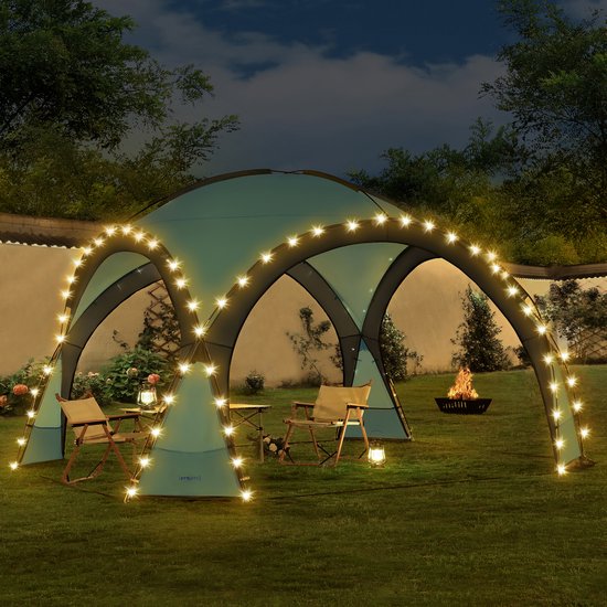 Paviljoen Grästorp met LED-verlichting 345x345x247 cm lichtblauw