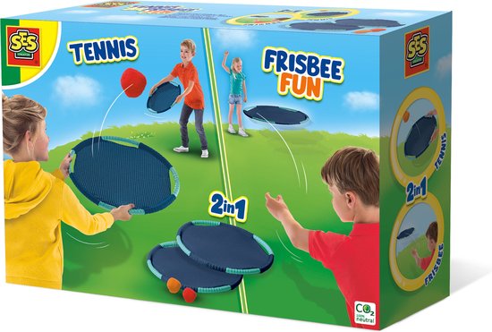 SES - Tennis en Frisbee fun - 2 in 1 - twee extra grote tennis frisbees - compact mee te nemen - met 2 splash water ballen