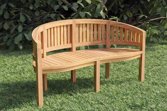 Tuindeco - Teak tuinbankje - Massief hardhout - bananenbank - 150 cm!