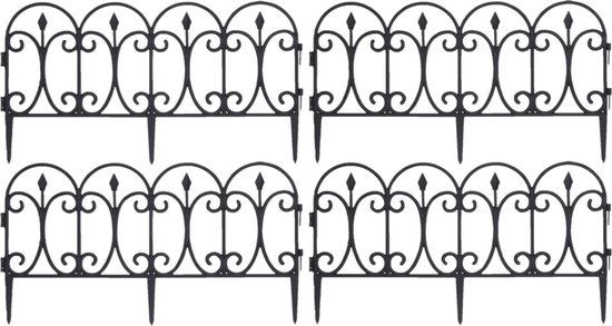 Tuinhekjes - 4x stuks - kunststof - 60 x 30 cm - zwart