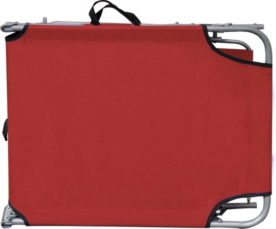 vidaXL Ligbed inklapbaar met luifel aluminium rood