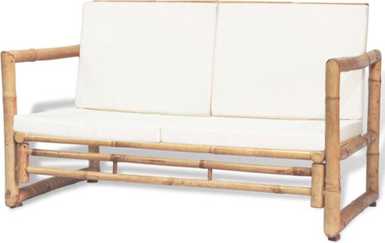 vidaXL Tuinbank 2-zits met kussens bamboe