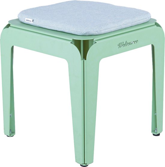 Weltevree | Bended Stool | Krukje buiten, Multifunctionele Kruk & Bijzettafel Buiten | Aluminium Gepoedercoat | Lichtgroen RAL 6021