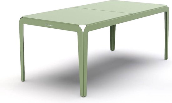 Weltevree | Bended Table | Aluminium Tuintafel 90 x 180 cm | Tuinmeubel, Buitentafel, Eettafel Buiten | Tuin Tafel 6 Personen - Lichtgroen