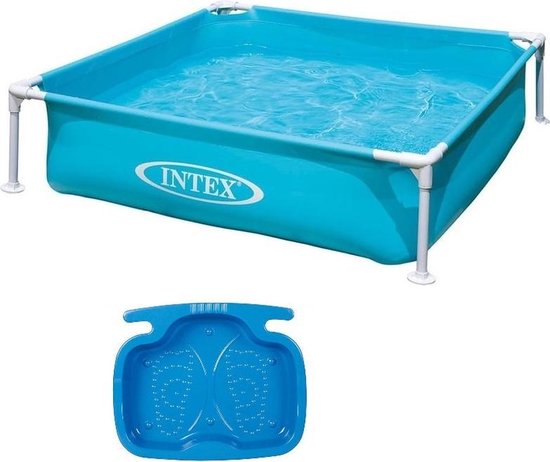 Zwembad Mini frame 122 x 122 cm met voetenbad - Zwembaden met zwembad accessoires
