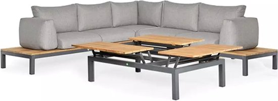 Loungeset Memphis 4-pers. MRG New teak Light Antracite Mixed Wave 2x2seater