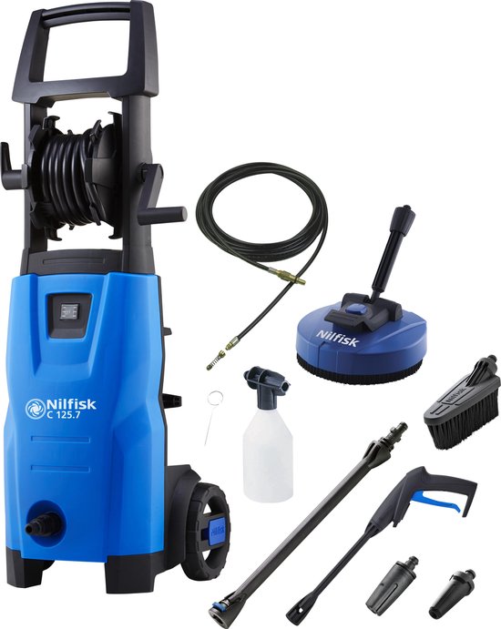 NILFISK C125.7-6 PAD X-TRA HOGEDRUKREINIGER 6 MTR WATERSLANG TERRASREINIGER RIOOLSLANG WASBORSTEL 5 JAAR GARANTIE