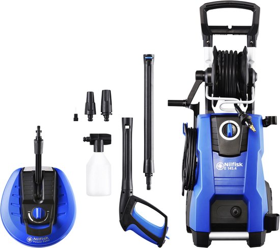Nilfisk E 145.4-9 Power X-TRA hogedrukreiniger - 145 bar - 9 mtr HD-slang op haspel - 500 L/u - 2100 W