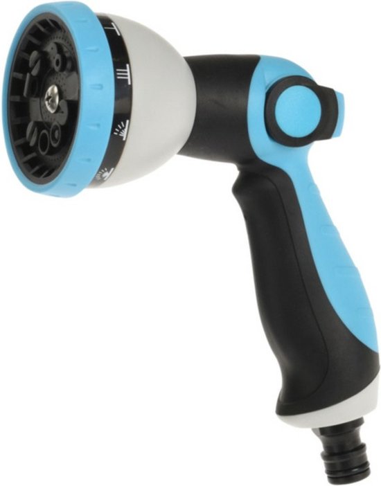 Pro Garden Tuinslang water geven sproeikop - zwart/blauw - 10 functies - kunststof