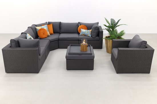 Suns XL loungeset Parma - Inclusief loungestoel - Antraciet