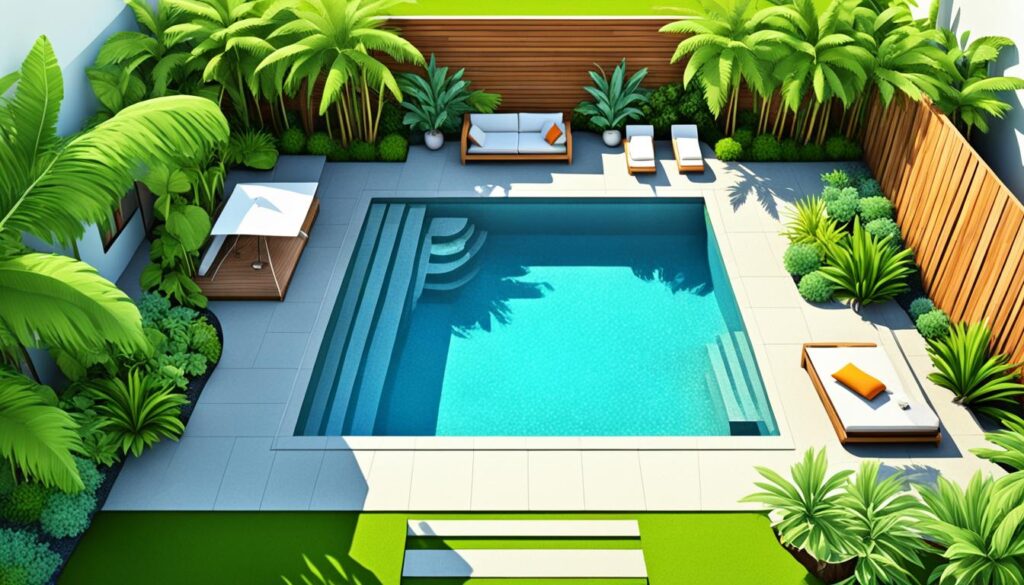 kleine tuin ontwerp met zwembad