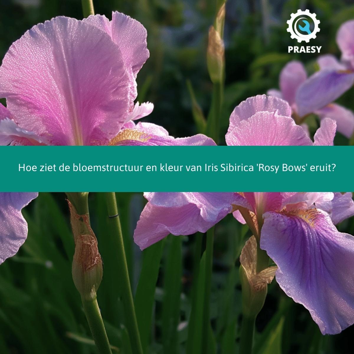 Hoe ziet de bloemstructuur en kleur van Iris Sibirica Rosy Bows eruit.jpg